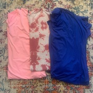 Women’s T-shirt Maxi Dresses lot of 3 size 2X pink, blue and tye-dye